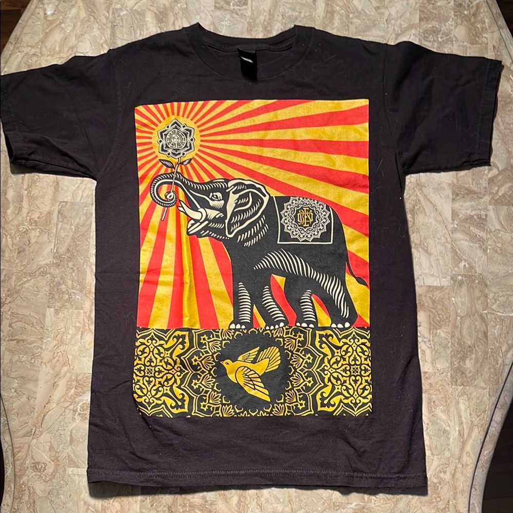 Obey Black Elephant Graphic T-Shirt